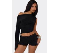 EGO Women's Asymmetric Long Sleeve Off-The Shoulder Top in Black | Size: 6 EGO Black 6