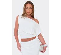 EGO Women's Blouson Style Short Sleeve Off-The Shoulder Top in White | Size: 10 EGO White 10