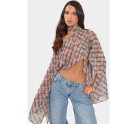 EGO Women's Long Sleeve Off-The Shoulder Chiffon Top in Burnt Orange | Size: 10 EGO Burnt Orange 10