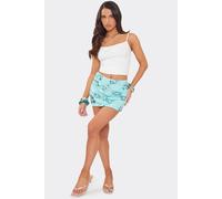 EGO Women's Sequin Floral Mid Rise Mini Skirt in Turquoise | Size: 6 EGO Turquoise 6