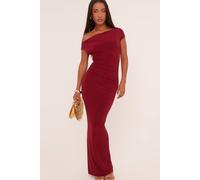 EGO Women's Short Sleeve Off-The Shoulder Ruched Slinky Maxi Dress in Red | Size: 8 EGO Red 8