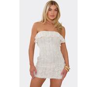 EGO Women's Sleeveless Foldover Floral Textured Mini Dress in Cream | Size: 8 EGO Cream 8