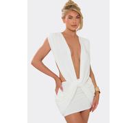 EGO Women's Sleeveless Plunging Neckline Cut Out Mini Dress in White | Size: 6 EGO White 6