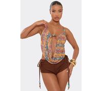EGO Women's Strappy Cowl Neck Beaded Top in Peach | Size: 10 EGO Peach 10