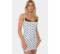 EGO Women's Strappy Lace Trim Polka Dot Mini Dress in White | Size: 6 EGO White 6