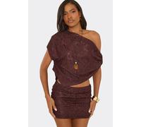 EGO Women's Strappy Off-The Shoulder Lace Top in Wine | Size: 10 EGO Wine 10