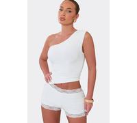 EGO Women's Strappy Off-The Shoulder Lace Trim Slinky Playsuit in White | Size: 10 EGO White 10