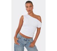 EGO Women's Strappy Off-The Shoulder Ruched Top in White | Size: 10 EGO White 10