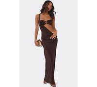 EGO Women's Strappy Off-The Shoulder Split Leg Maxi Dress in Brown | Size: 10 EGO Brown 10