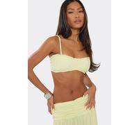 EGO Women's Strappy Straight Neck Frill Trim Bralet in Lemon | Size: 14 EGO Lemon 14