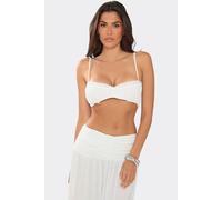 EGO Women's Strappy Straight Neck Frill Trim Cami Top in White | Size: 14 EGO White 14