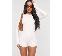 EGO Women's Super Stretch Long Sleeve Crew Neck Unitard in Cream | Size: 8 EGO Cream 8