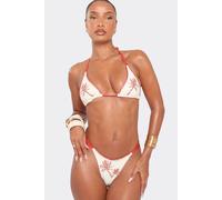 EGO Women's Triangle Embroidered Mini Bikini Set in Cream | Size: 6 EGO Cream 6