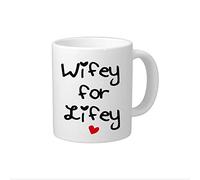 egobena Wifey for Lifey Coffee Mug Gift Funny Inspirational and Sarcasm Cup 11oz White Quote Kitchen Decor Coffee Mug Gift for Women