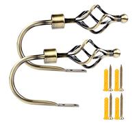 EGOERA Curtain Holdbacks, Crown Design Curtain Drapery Holdbacks Tieback, Curtain U Metal Hooks Holder, Bronze