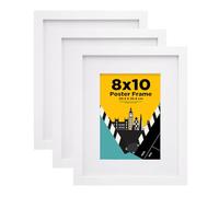 EGOFINE 10x8 Picture Frame,100% Solid Wood Frame with 7x5 Mat,10x8 Photo Frames with Plexiglass,20x25 cm Poster Frames for Tabletop and Wall Mounting,White,2 Pack