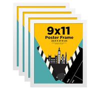 EGOFINE 11x9 Photo Frames Set of 4 - Made of Solid Wood for Table Top and Wall Mounting White