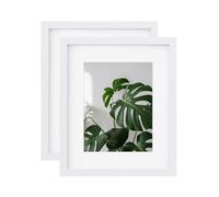 EGOFINE 12x10 Photo Frames,Solid Wood Picture Frames with Plexiglass for Photos 6x8 with Mat or 10x12 without Mat,Tabletop and Wall Mounting Display,Set of 2,White