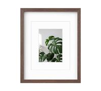 Egofine 14x11 Picture Frame Made of Solid Wood with Plexiglass, Display Pictures 5x7/8x10 with Mat or 11x14 Without Mat for Tabletop and Wall Mounting, Rustic Brown