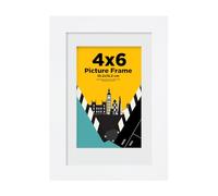 EGOFINE 6x4 Photo Frames, 100% Solid Wood Frames with Plexiglass,Matted for 3.5x5/4x6 inch Picture, 6x4 Picture Frame for Tabletop and Wall Mounting,10x15cm Small frame,White