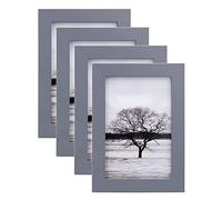 EGOFINE 6x4 Photo Frames, 100% Solid Wood Frames with Plexiglass Set of 4,Matted for 3.5x5/4x6 inch Picture, 6x4 Picture Frame for Tabletop and Wall Mounting,10x15cm Small frame,Dark Gray