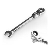 EGOFINE 7mm Adjustable Spanner Flex Head, Ratchet Spanner Metric, Industrial Grade Gear Wrench with 12 Point Box End, 72-Teeth Ratchet, Chrome Vanadium Steel