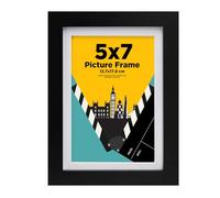 EGOFINE 7x5 Picture Frame,100% Solid Wood Frame with 4x6 Mat,7x5 Photo Frame with Acrylic Glass,17.8x12.7cm Small frame for Tabletop and Wall Mounting,Black
