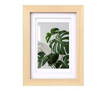 EGOFINE 7x5 Picture Frame,100% Solid Wood Frame with 4x6 Mat,7x5 Photo Frame with Acrylic Glass,17.8x12.7cm Small frame for Tabletop and Wall Mounting,Natural Wood