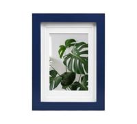 EGOFINE 7x5 Picture Frame,100% Solid Wood Frame with 4x6 Mat,7x5 Photo Frame with Acrylic Glass,17.8x12.7cm Small frame for Tabletop and Wall Mounting,Navy Blue