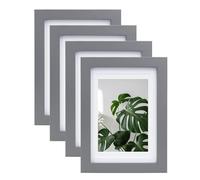 EGOFINE 7x5 Picture Frame,100% Solid Wood Frame with 4x6 Mat,7x5 Photo Frame with Plexiglass,17.8x12.7cm Small frame for Tabletop and Wall Mounting,Dark Gray,4 Pack