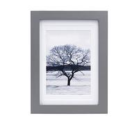 EGOFINE 7x5 Picture Frame,100% Solid Wood Frame with 4x6 Mat,7x5 Photo Frame with Plexiglass,17.8x12.7cm Small frame for Tabletop and Wall Mounting,Dark Gray