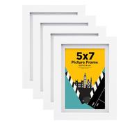 EGOFINE 7x5 Picture Frames Set of 4, Solid Wood Frames with Acrylic Glass, Matted for 4x6 inch, 7x5 Photo Frames for Tabletop and Wall Mounting,17.8 x 12.7cm Small frames for Printing,White