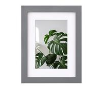 EGOFINE 8x6 Photo Frame Dark Gray - Solid Wood Frame for Table Top and Wall Mounting with 4x6 Mat