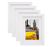 EGOFINE 8x6 Photo Frames Set of 4 - Wooden Frames Matted for 4x6,Solid Wood Picture Frames for Table Top and Wall Mounting,White