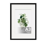 EGOFINE A3 Picture Frame Covered by Plexiglass, Display Picture A4 with Mat or A3 without Mat, A3 Photo Frame with Real Glass - Horizontal or Vertical for Wall Hanging, Black