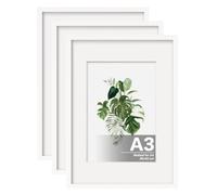 EGOFINE A3 Picture Frames, A3 Frame Display A4 with Mat Covered by Plexiglass, A3 Photo Frame for Wall Mounting, White, 3Pcs