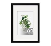 EGOFINE A4 Picture Frame Covered by Plexiglass, Display Picture A5 with Mat or A4 without Mat, for Table Top Display and Wall Mounting A4 Photo Frame, Black