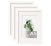 EGOFINE A5 Picture Frames 3Pcs Covered by Plexiglass, Display Picture 4x6 with Mat or A5 without Mat, for Table Top Display and Wall Mounting A5 Photo Frame, White