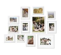 EGOFINE Solid Wood Photo Frames Multiple Pictures, Gallery Wall Frame Set for Wall for Home Decoration,Hanging or Tabletop Display, Multi-Size Two10x8, Four 7x5,Four 6x4,Two 4x4, White,12 Pack