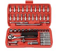 EGOFIX 53 Piece 1/4-inch Quick-Release Ratchets with 72-Tooth Pear Head Ratchet, with Bit Socket Set Metric and Extension Bar for DIY, Auto Repairing and Household, with Storage Case