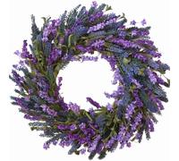 Egolot 22 Inch Lavender Wreath for Front Door - Spring Summer Purple Flower Wreath with Forsythia, All Seasons Everyday Wreath for Indoor Outdoor, Rustic Farmhouse Door Wreaths for All Year Round