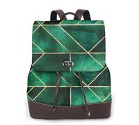 EgoMed Abstract Nature Emerald Green Shams,Women Backpack Waterproof Daypack Lightweight PU Leather Fashion Travel Backpack