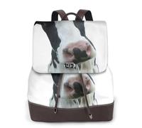 EgoMed Animal Funny Cow Head Black White,Women Backpack Waterproof Daypack Lightweight PU Leather Fashion Travel Backpack