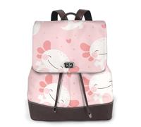 EgoMed Axolotl Fish Pattern,Women Backpack Waterproof Daypack Lightweight PU Leather Fashion Travel Backpack