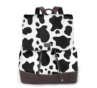 EgoMed Black And White Cow,Women Backpack Waterproof Daypack Lightweight PU Leather Fashion Travel Backpack