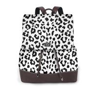 EgoMed Black And White Leopard Print With Monogram,Women Backpack Waterproof Daypack Lightweight PU Leather Fashion Travel Backpack