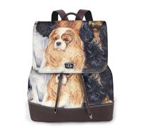 EgoMed Black Golden Cavalier King Charles Spaniel,Women Backpack Waterproof Daypack Lightweight PU Leather Fashion Travel Backpack