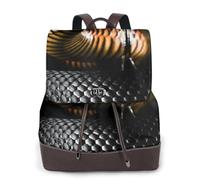 EgoMed Black Mamba Snake Print,Women Backpack Waterproof Daypack Lightweight PU Leather Fashion Travel Backpack