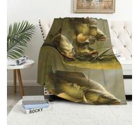 EgoMed Blanket,Soft Blanket Flannel Blanket for Bedroom Sofa, Bed Sheets 152X 102 cm,Carp Fishing Art