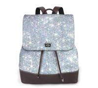 EgoMed Bling Silver Printed Glitter,Women Backpack Waterproof Daypack Lightweight PU Leather Fashion Travel Backpack